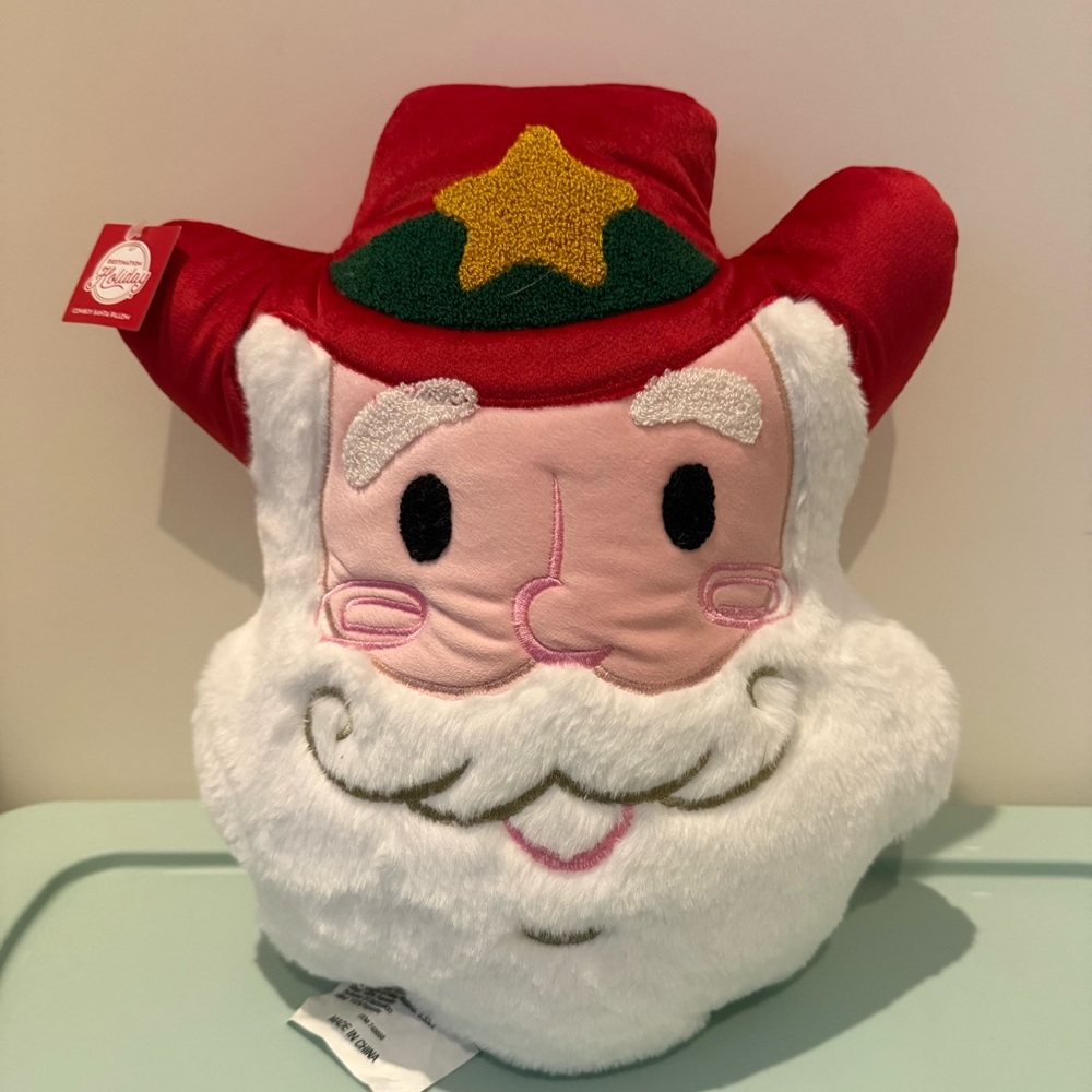 Super Cute Cowboy Santa Plush Pillow- NWT